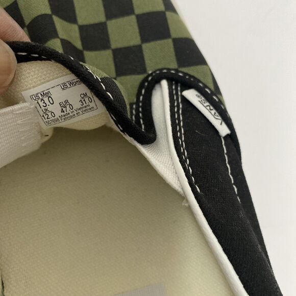 Vans Classic Slip-On Shoe Size 13 Black/Loden Green Checkerboard main image 5